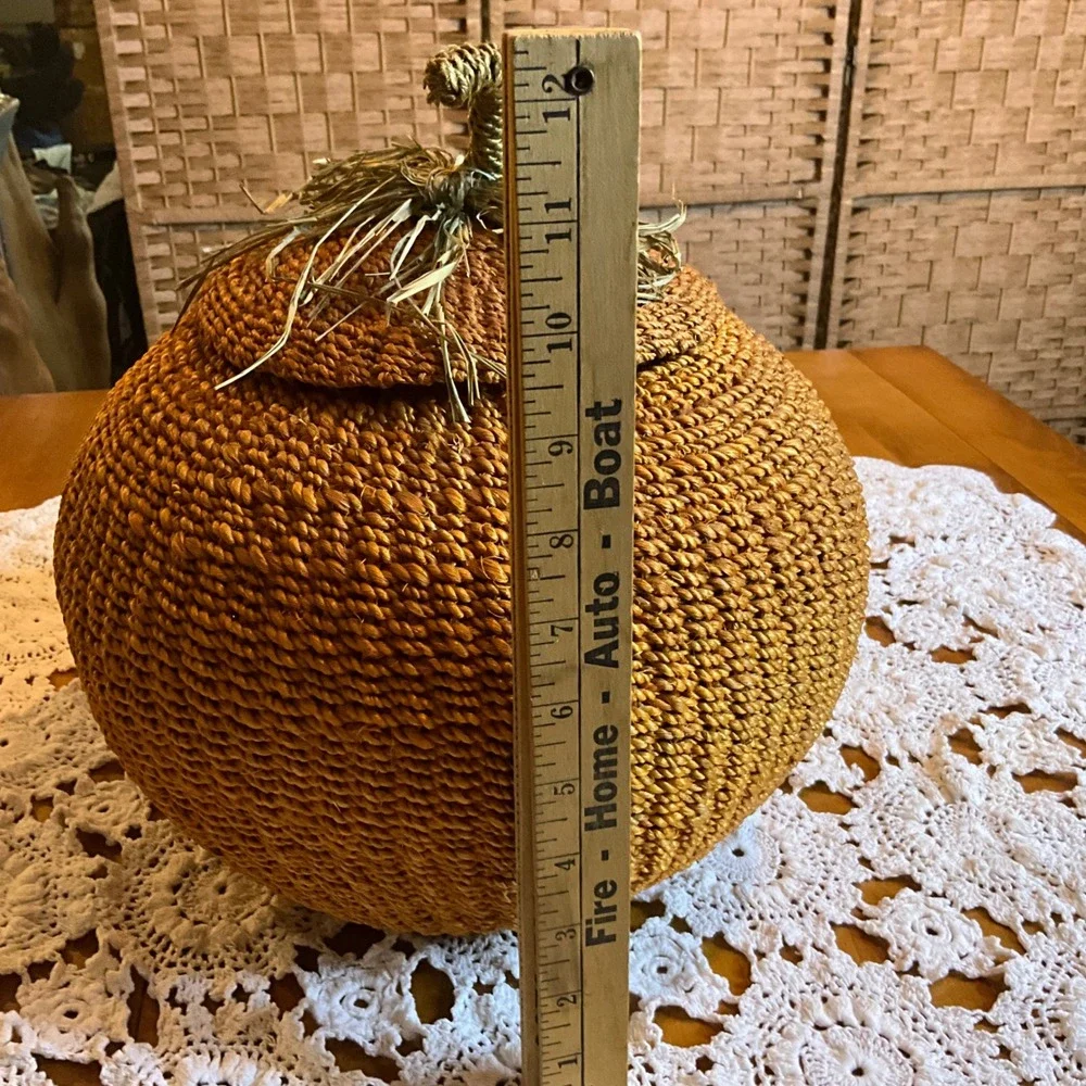 Woven Decorative Pumpkin Basket Lid Fall Autumn Harvest Thanksgiving Apprx 10.5